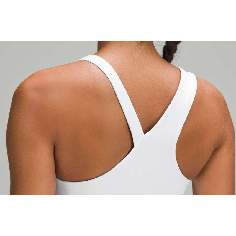 6431 Lululemon Everlux Asymmetrical Tennis Tank Top White in Sz 4 **FLAW
