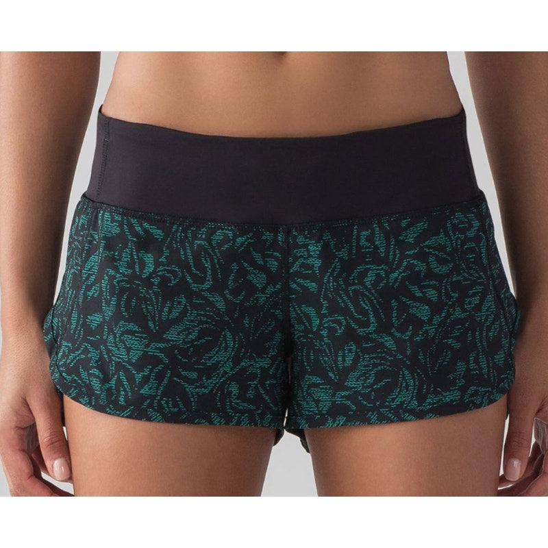97 - Lululemon Speed Short (4-way Stretch 2.5") Thrive Viridian Green Black Sz 6