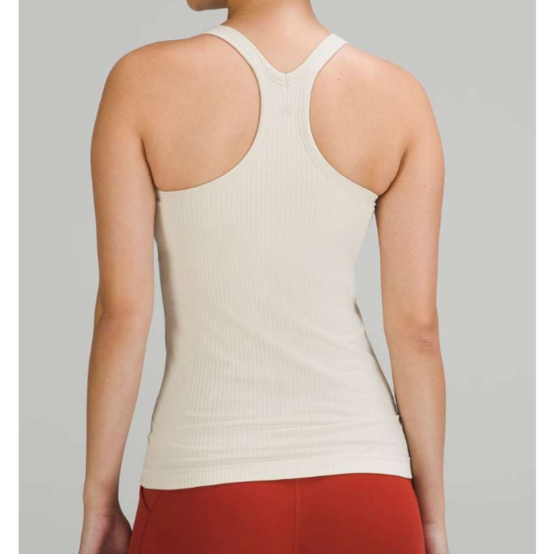 352 - Lululemon Ebb To Street Racerback Crop Tank in Natural Ivory Sz 8 *PULL