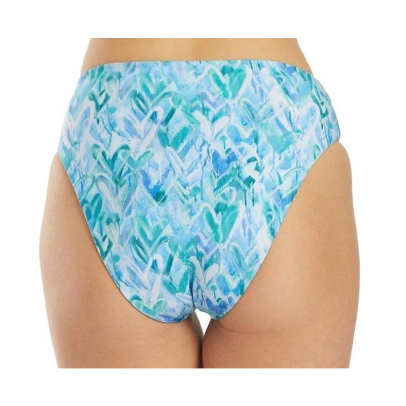 439 - Splendid Graffiti Heart Reversible High-Waist Swim Bottom Blue Green Medium