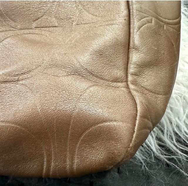 GUC COACH LEATHER Gallery Embossed North/South Tote Shoulder Bag in Copper