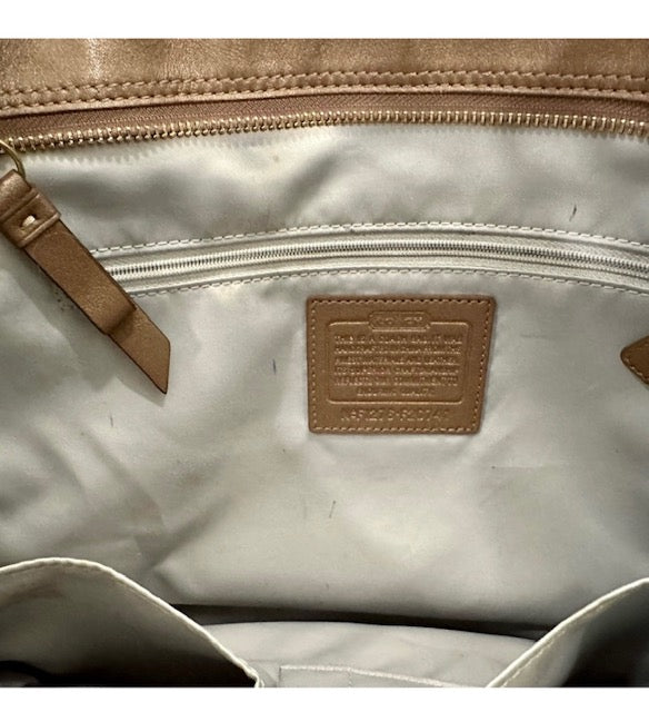 GUC COACH LEATHER Gallery Embossed North/South Tote Shoulder Bag in Copper