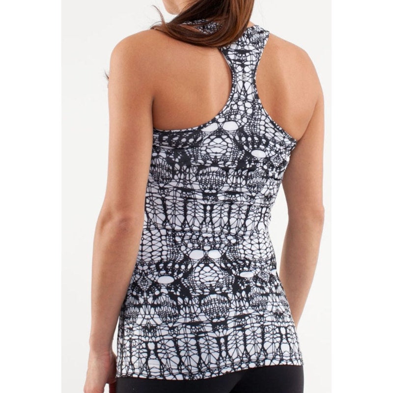 34 - LULULEMON Cool Racerback White Black Glacier Lace Sz 6