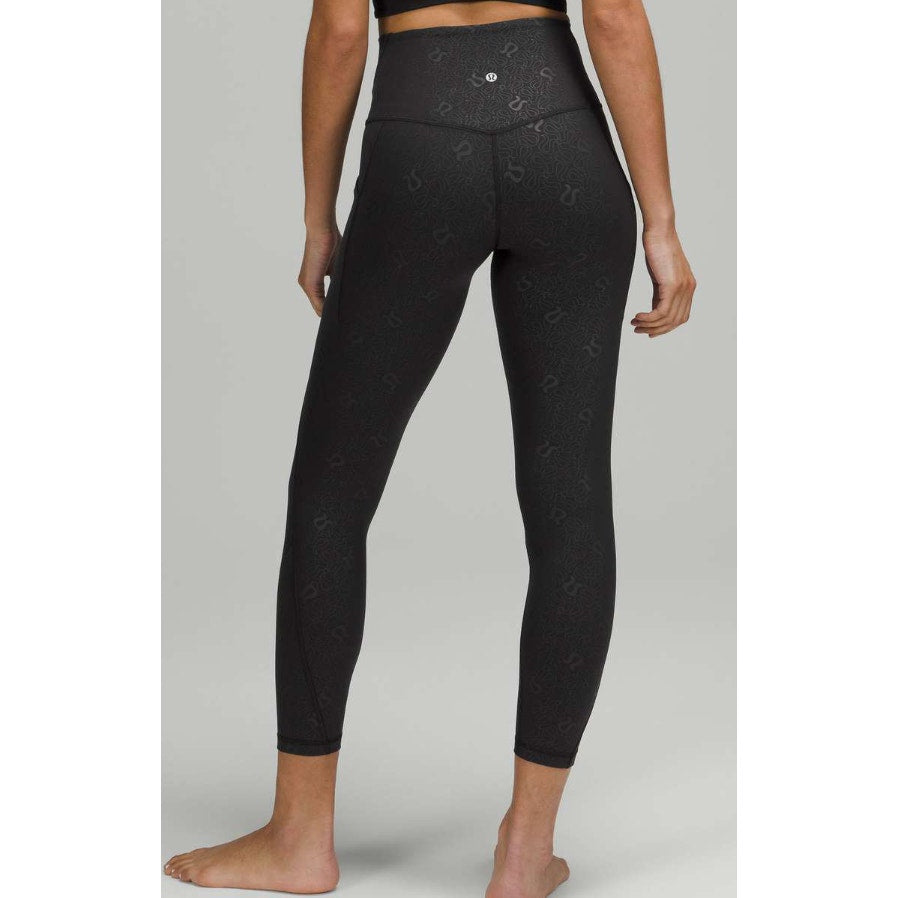 6780 Lululemon Align HighRise Pant with Pockets 25" Yogo Emboss Black Sz 12 *RARE