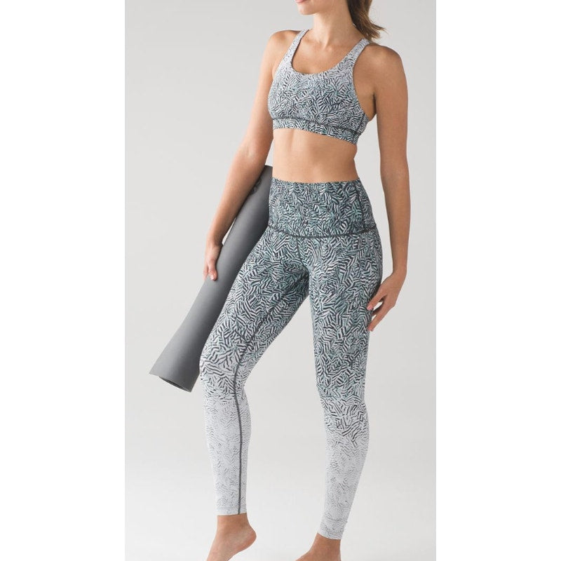 6643 LULULEMON Wunder Under Pant HR Dazzle Wunder Under 50g Alpine Wht/BLK Sz 6
