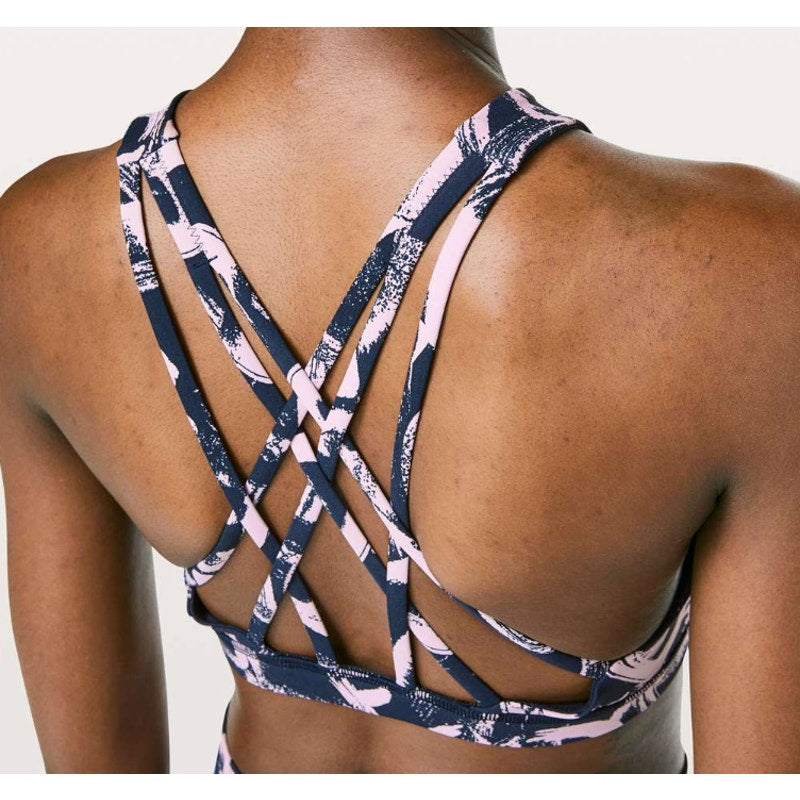 33 - Lululemon Free To Be Serene Bra *High Neck in Graffiti Pop True Navy Sz 6