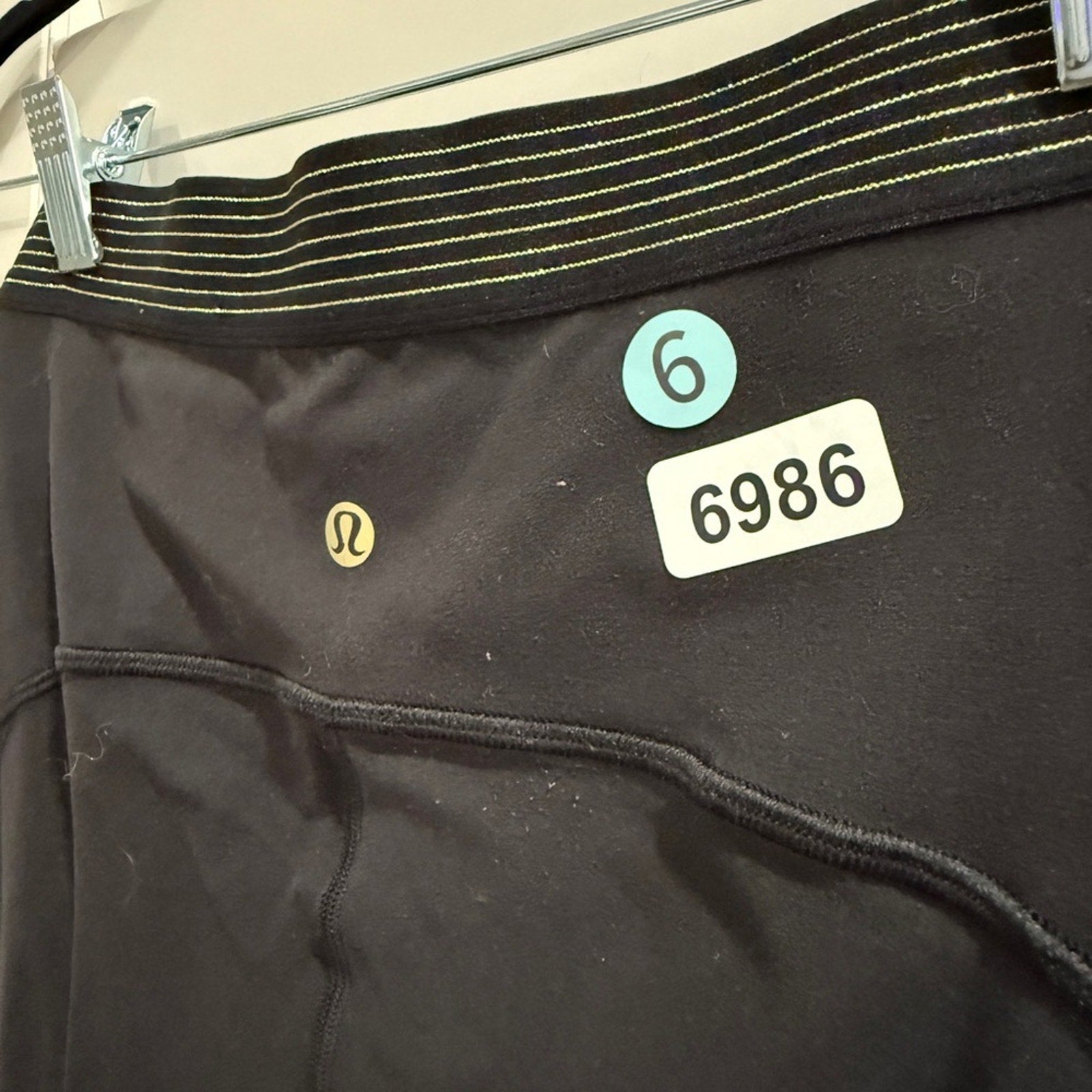 6986 Lululemon Principal Dancer Golden Lining Tight *28" Black **RARE sz6