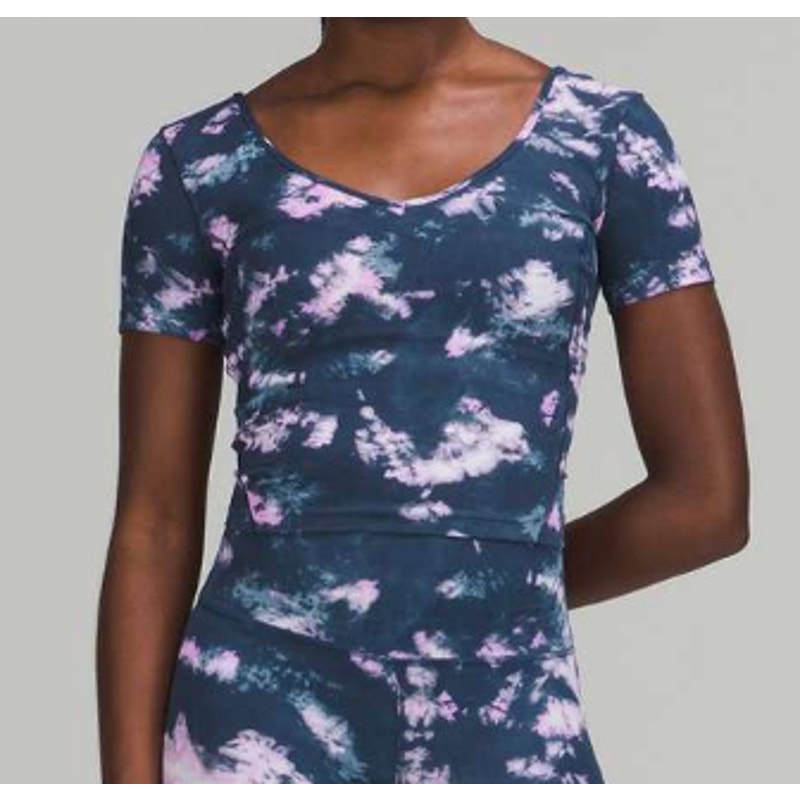 6590 -  LULULEMON Align T-Shirt Circulate Tie Dye Mineral Blue Sz 8