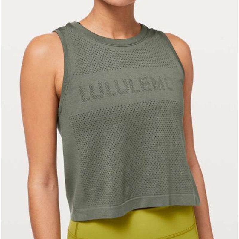 6629 Breeze By Muscle Crop Tank *lululemon Grey Sage Sz 6
