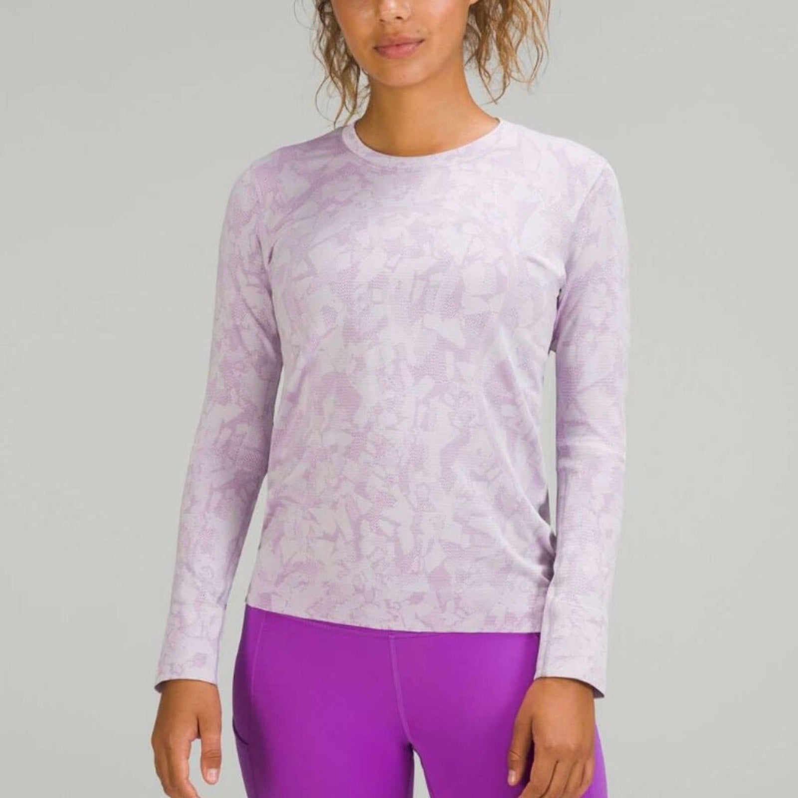 193 Lululemon Swiftly Relaxed Long Sleeve Shirt Mosaic Multiply Moonlit sz 6