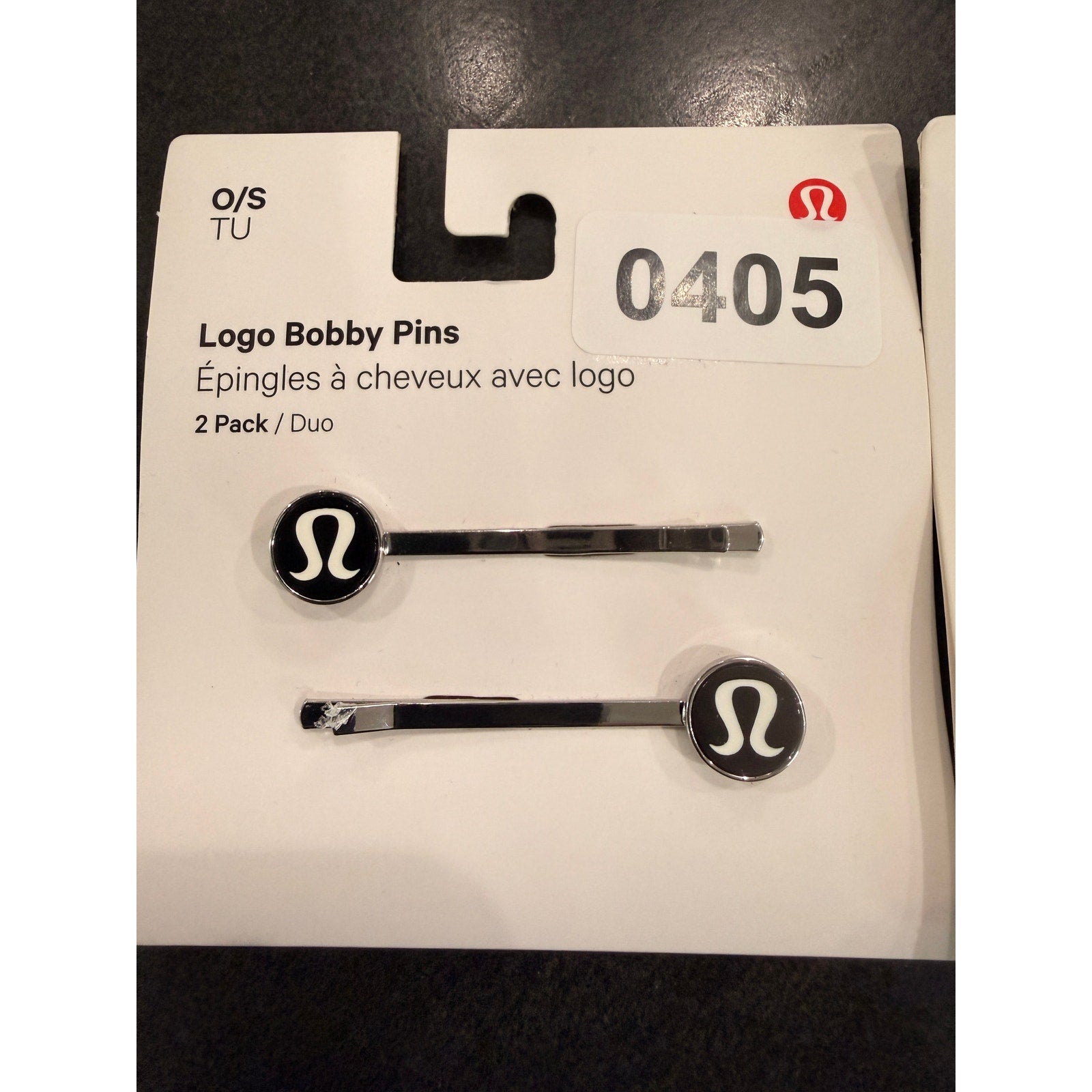 405 - NWOT LULULEMON Logo Bobby Pins *2 Pack in BLACK