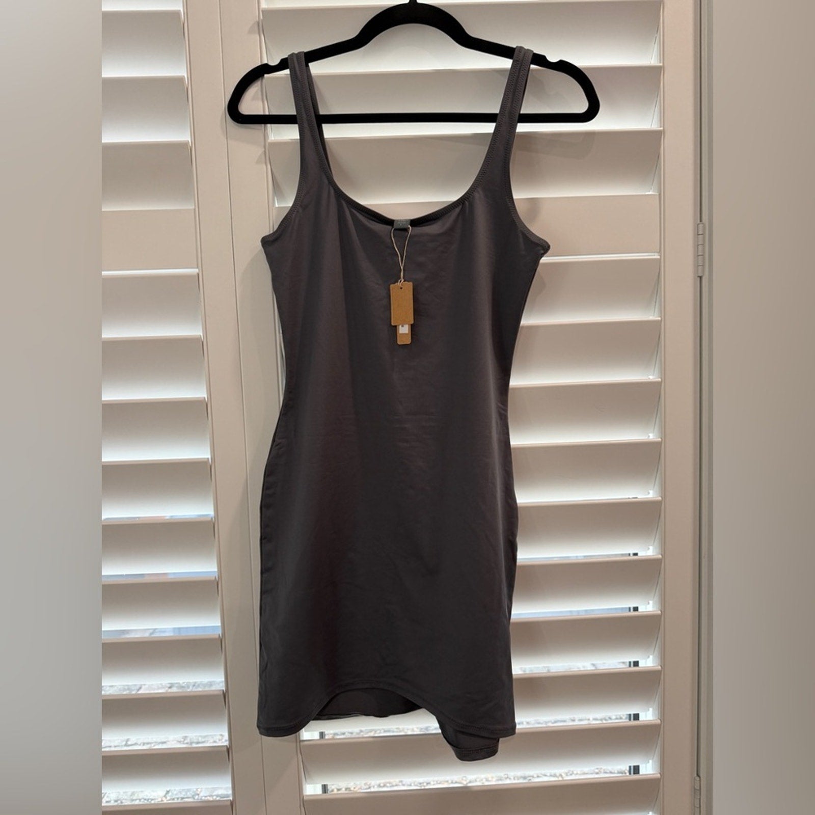172 SKIMS Signature Swim Tank Dress - GunMetal Sze L