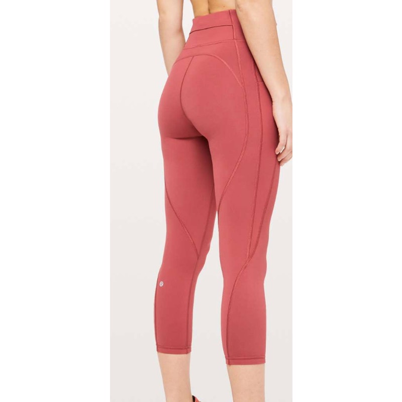 6645 LULULEMON Time To Sweat Crop *23" Brick Rose Sz 6