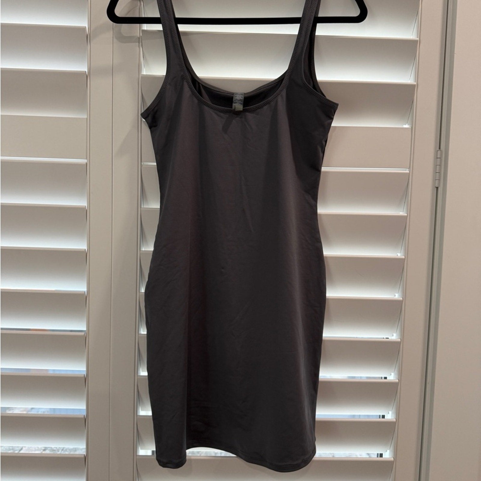 172 SKIMS Signature Swim Tank Dress - GunMetal Sze L