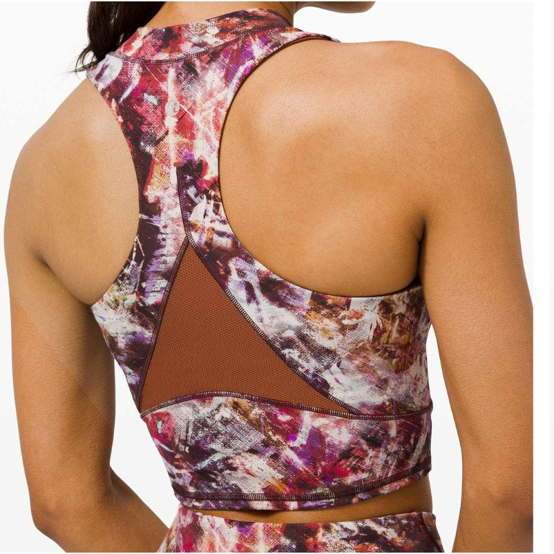 36 - Lululemon Everlux and Mesh Cropped Tank Urbantricity/Dark Terracotta Sz 8