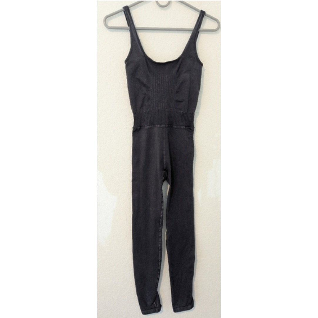 7001 Free People Washed Black Slim Fitted Ankle Cropped Good Karma Sz M/L