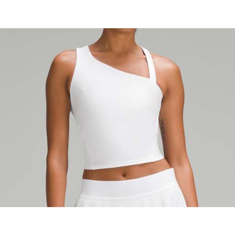 6431 Lululemon Everlux Asymmetrical Tennis Tank Top White in Sz 4 **FLAW