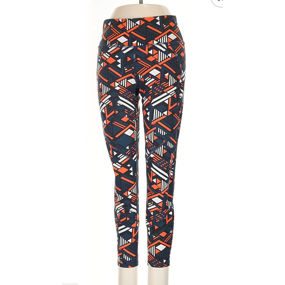 452 - SWEATY BETTY The Power pattern orange 7/8 lux leggings Sz XXS
