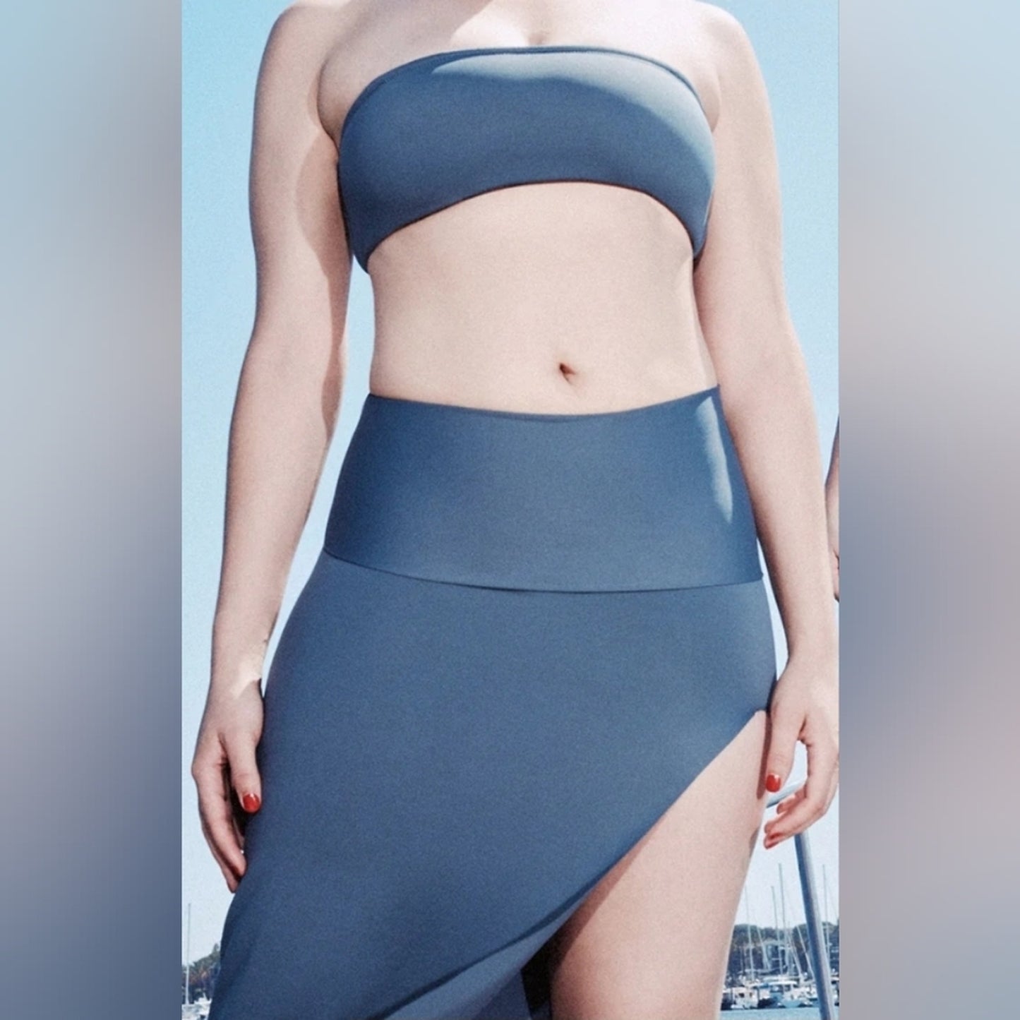 SKIMS SHAPING SWIM LONG SKIRT/ GUNMETAL/ LARGE/ NWT