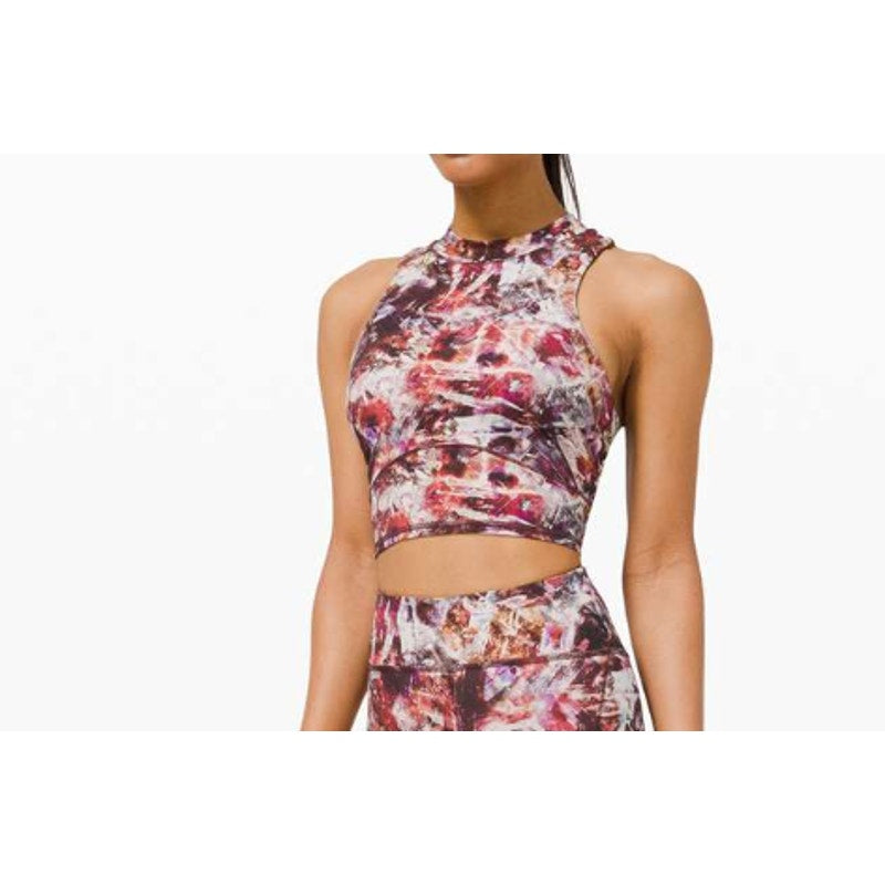 36 - Lululemon Everlux and Mesh Cropped Tank Urbantricity/Dark Terracotta Sz 8