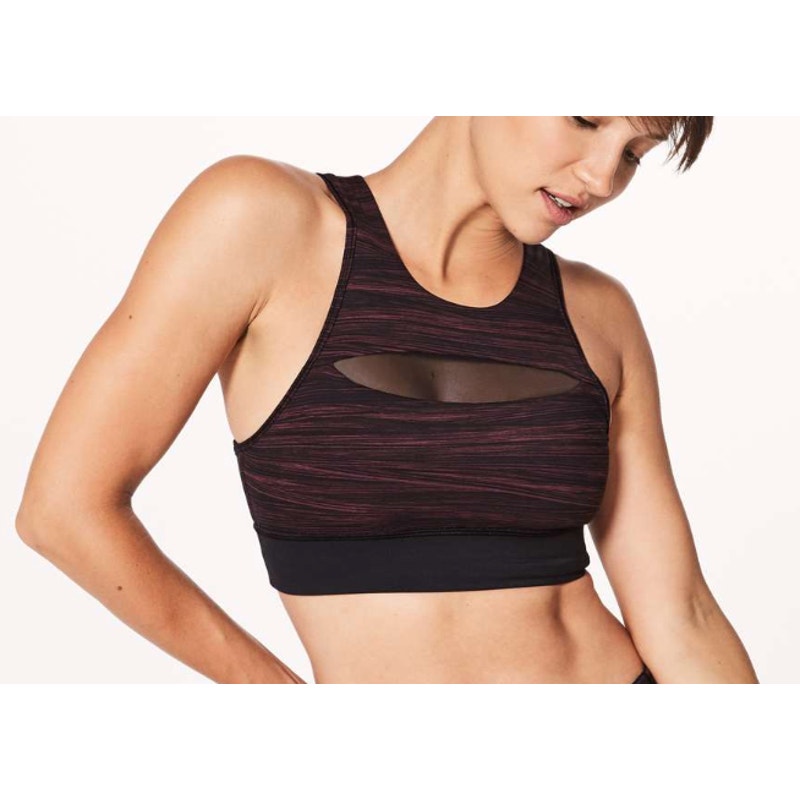 6582 Lululemon Run The Day Bra Low in Tide Blush Berry Black in Sz 2