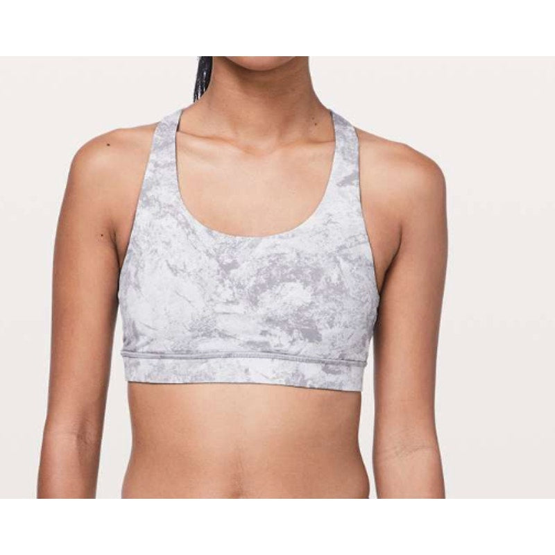 6739 - Lululemon Invigorate Bra Washed Marble Alpine White Silverscrn Sz 12