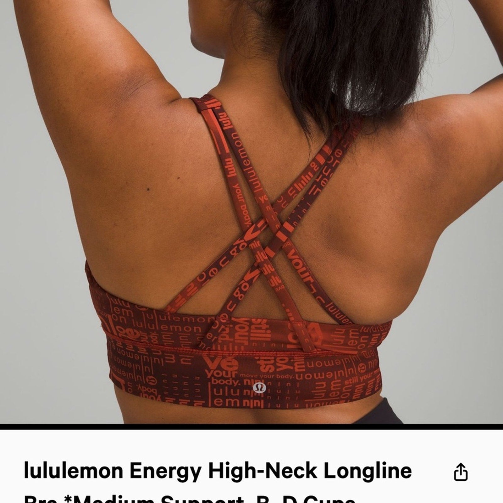 6618 NWT Lululemon Energy High-Neck Longline Bra *Medium Support Sz 4