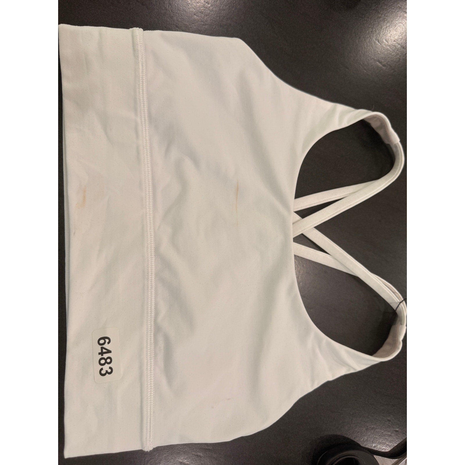 6483 Lululemon Energy Bra *Long Line White sz 8 *FLAW Makeup
