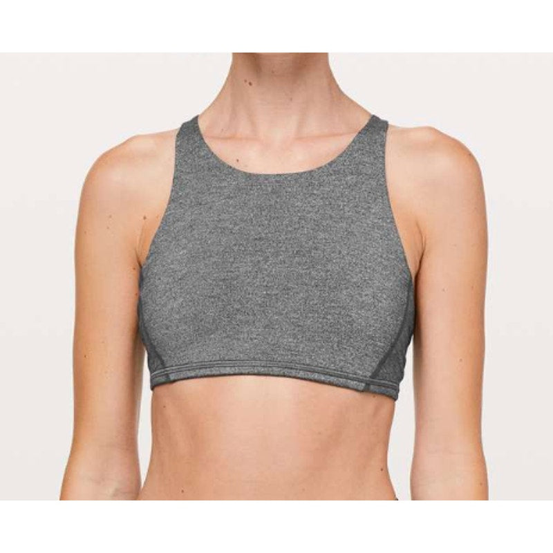 78 - Lululemon x Soul Cycle Free To Be Bra *High Neck Grey Black/Lemon Ice Sz 6