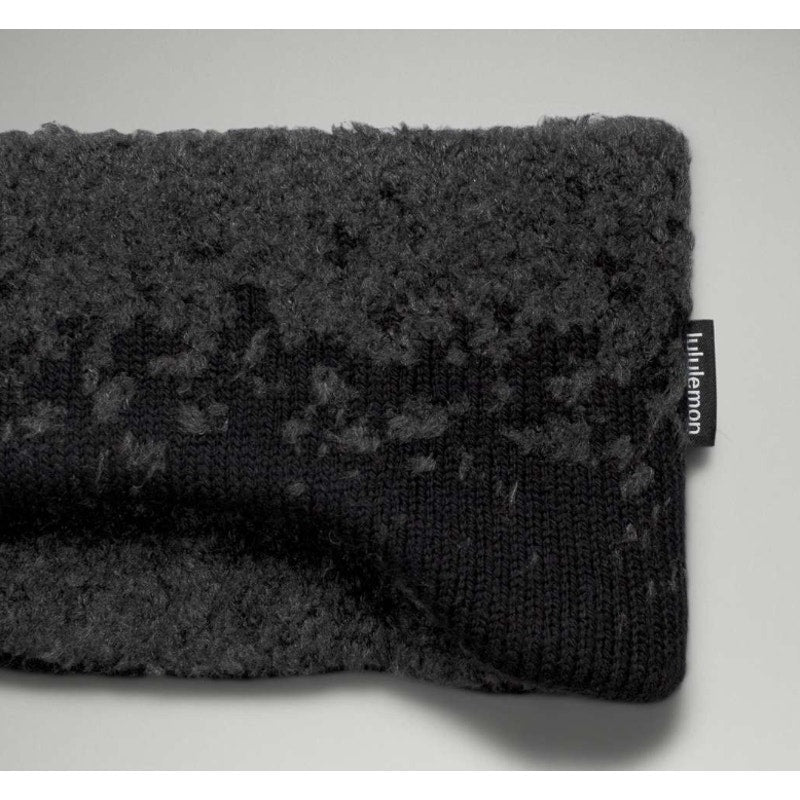 0221 Lululemon Womens Ombre Knit Textured Ear Warmer Black / Graphite Grey