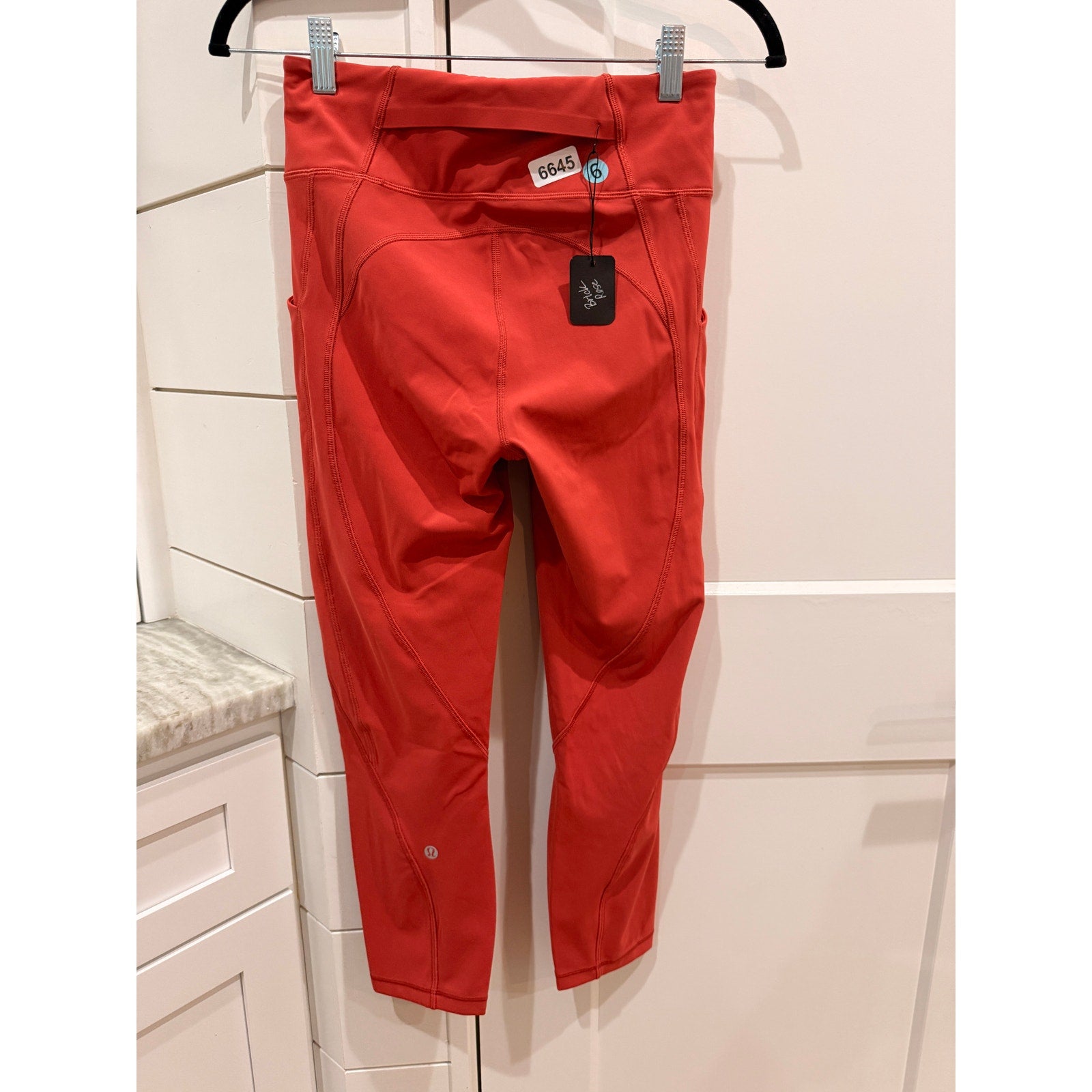6645 LULULEMON Time To Sweat Crop *23" Brick Rose Sz 6