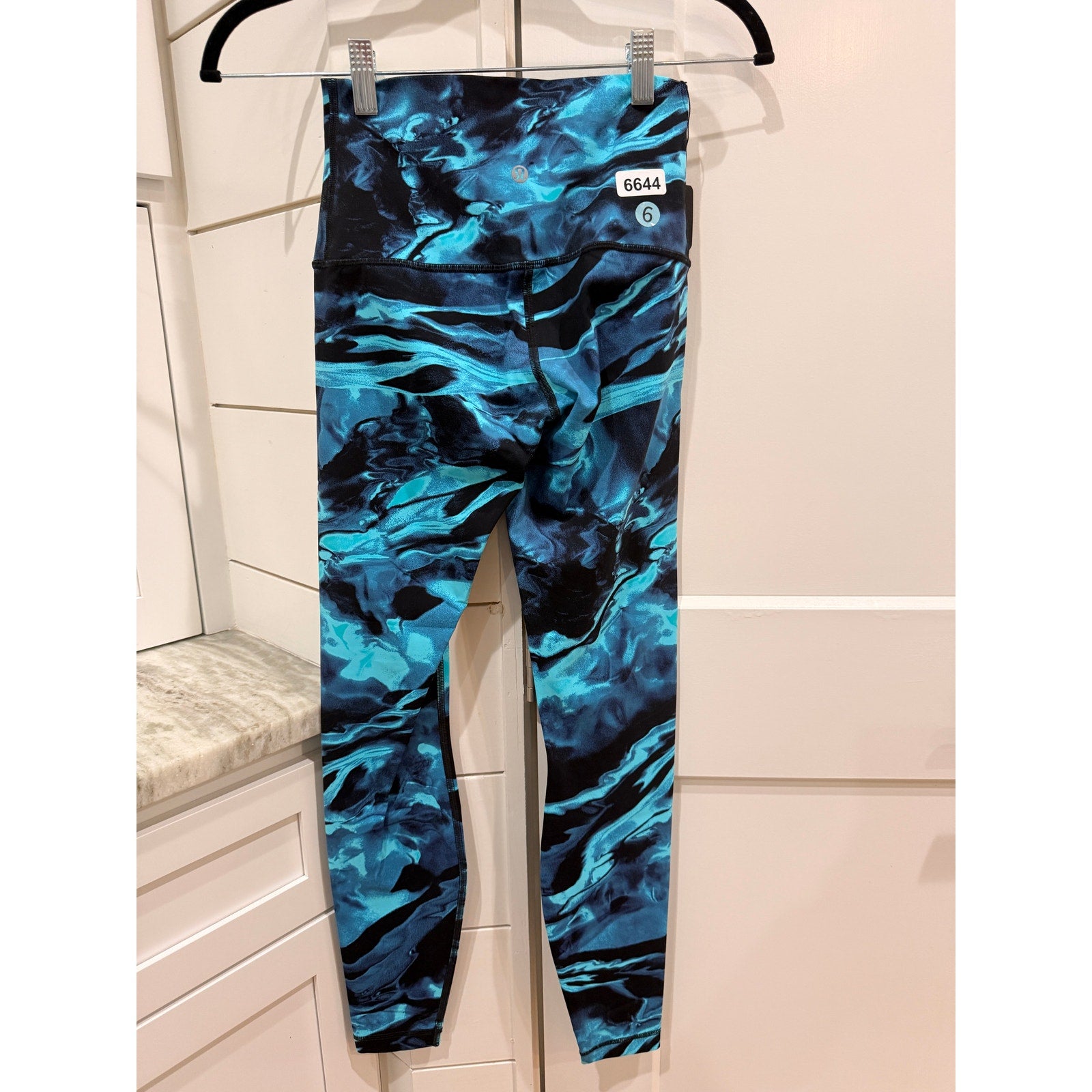 6644 LULULEMON Wunder Under Pant HR-Eng Print Nulux-Flux 50g Multi Black Sz 6