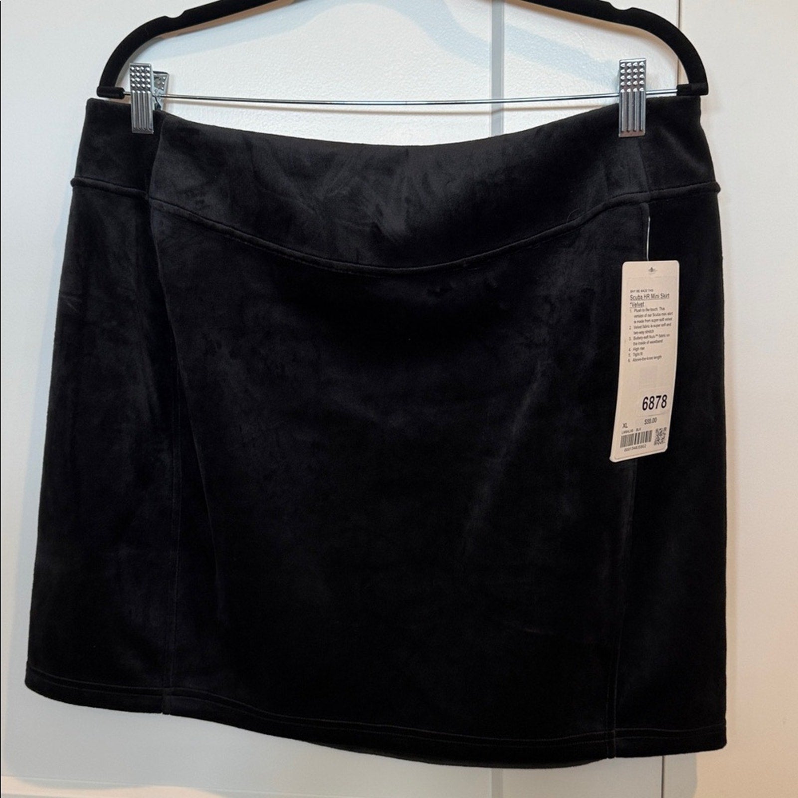 6878 NWT Lululemon Scuba High-Rise Mini Skirt *in Velvet Black Sz XL