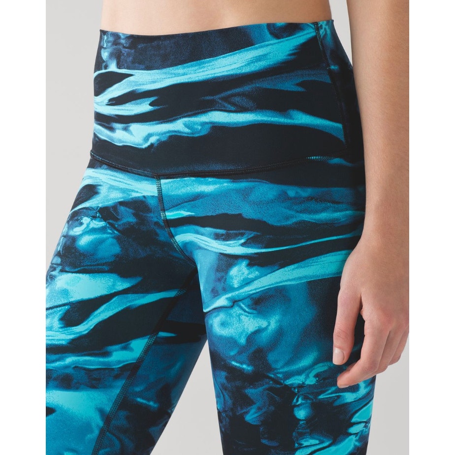 6644 LULULEMON Wunder Under Pant HR-Eng Print Nulux-Flux 50g Multi Black Sz 6