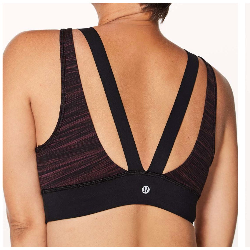 6582 Lululemon Run The Day Bra Low in Tide Blush Berry Black in Sz 2