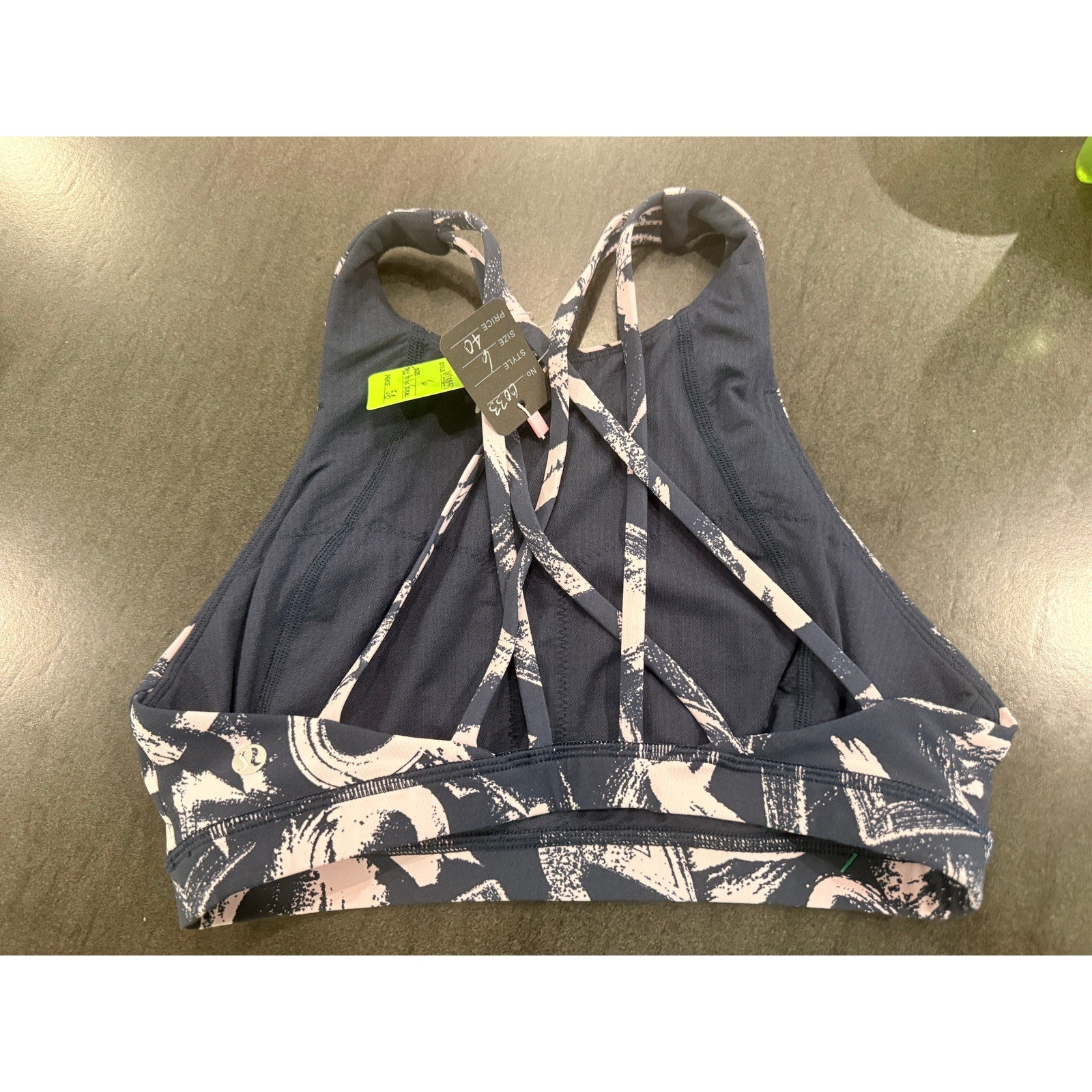 33 - Lululemon Free To Be Serene Bra *High Neck in Graffiti Pop True Navy Sz 6