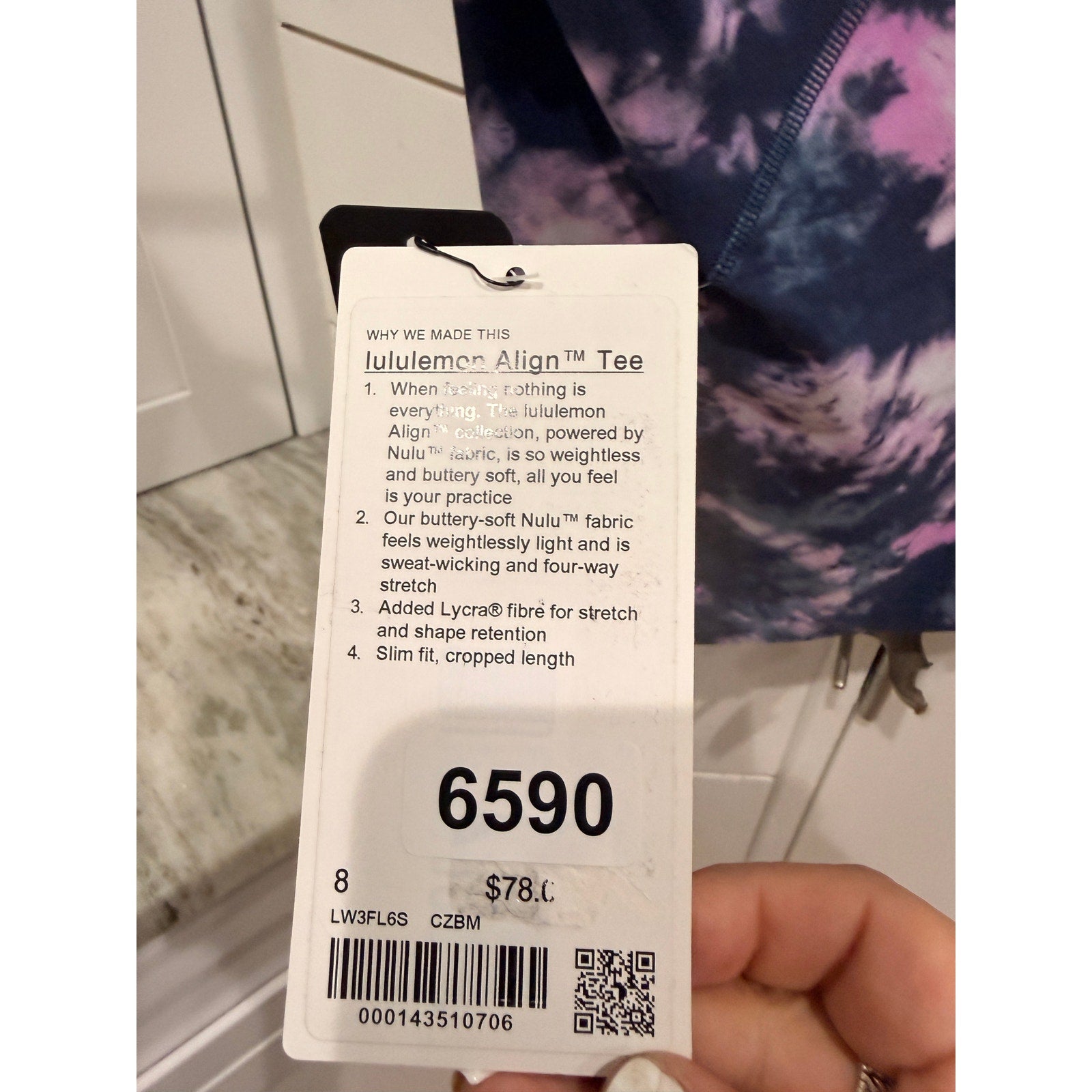 6590 -  LULULEMON Align T-Shirt Circulate Tie Dye Mineral Blue Sz 8