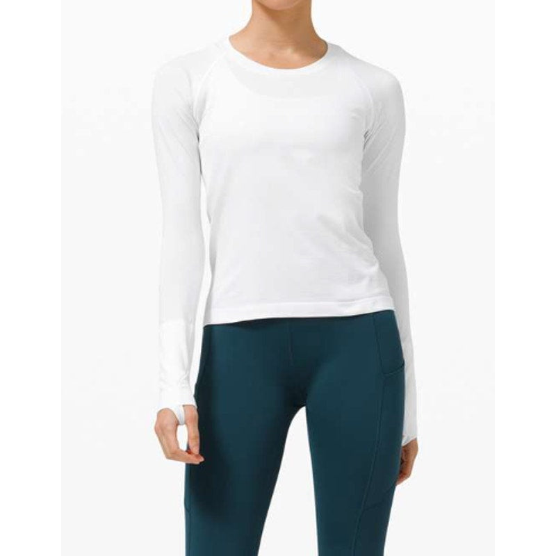 6504 Lululemon Swiftly Tech Long Sleeve 2.0 *Race Length White Sz 8