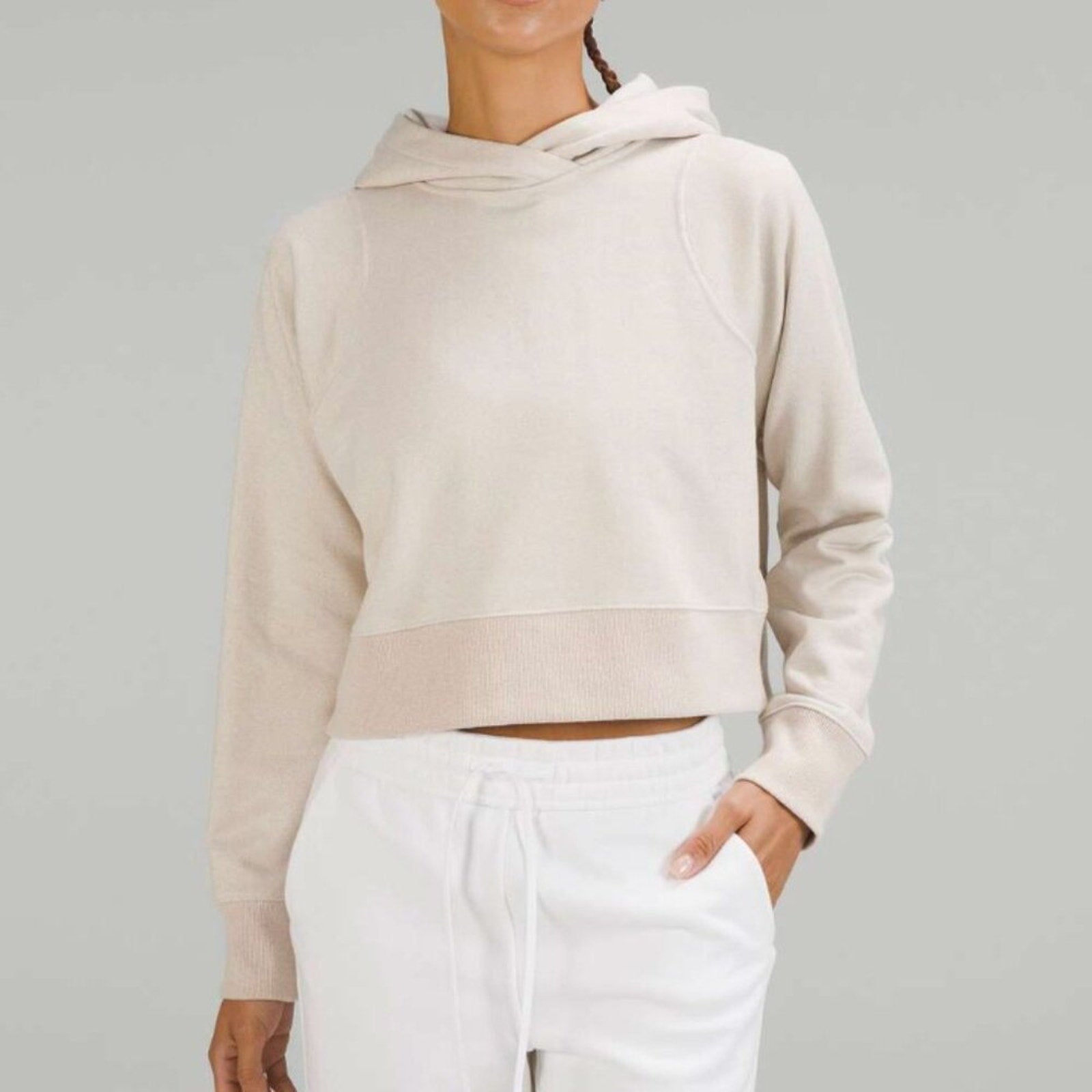 197 Lululemon Loungeful Cropped Hoodie *Spark Bone / Beige sz 4/6