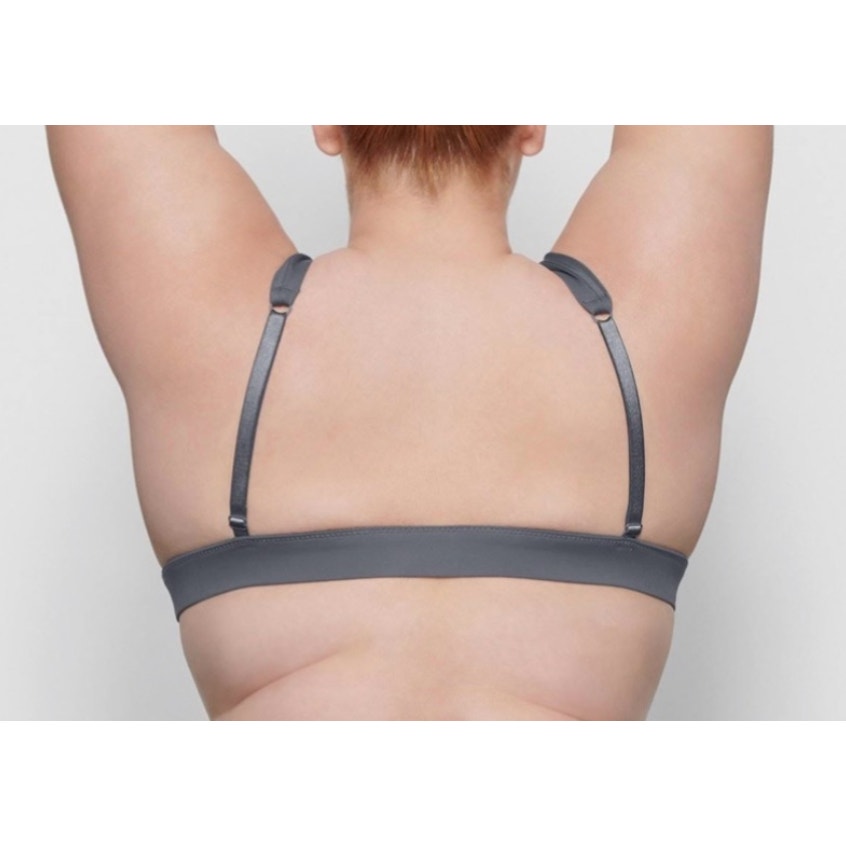 180 NWT SKIMS Plunge Bikini Top in GUNMETAL Sz XL