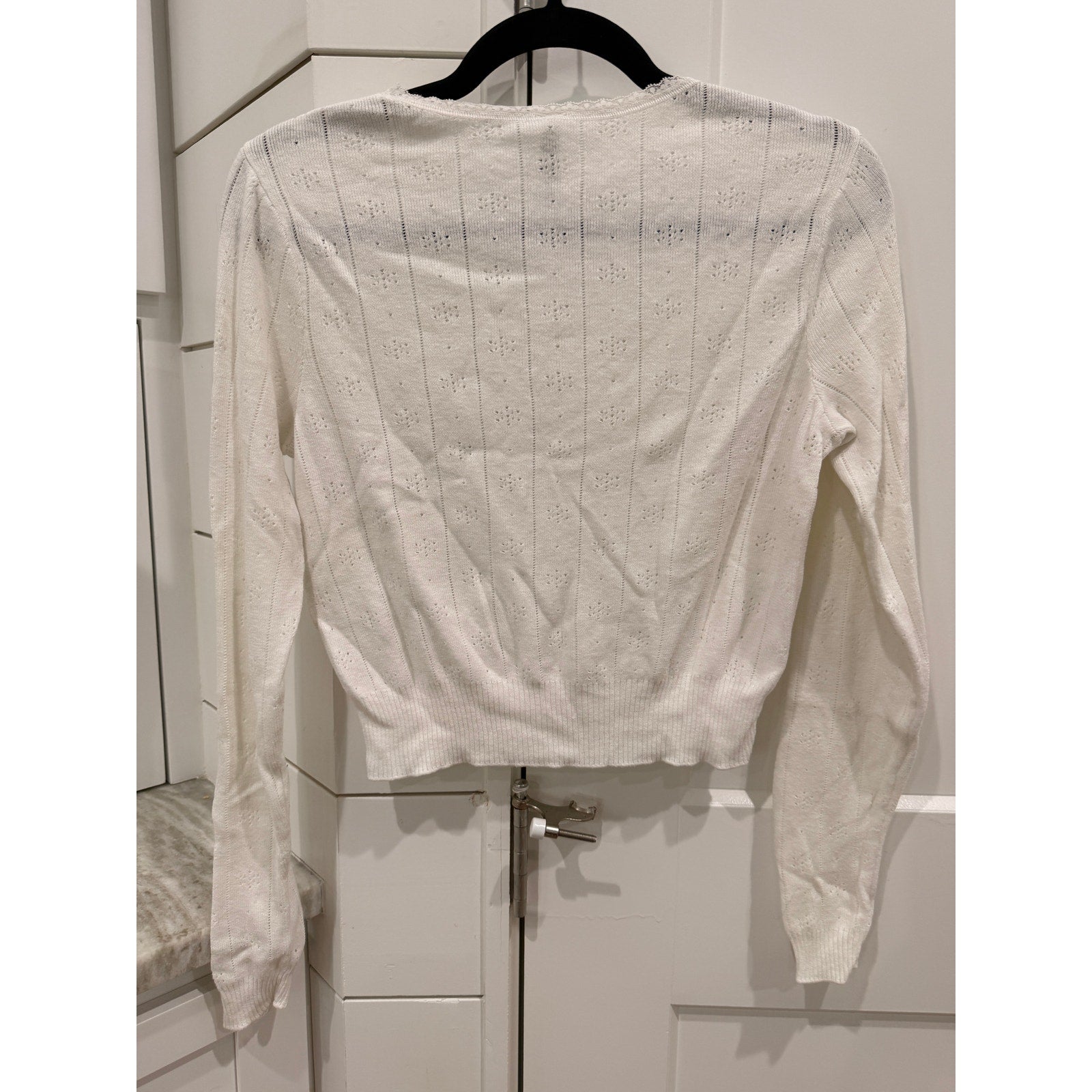 360 - SKIMS Pointelle Knit Long Sleeve Sweater | Marble | Sz XL