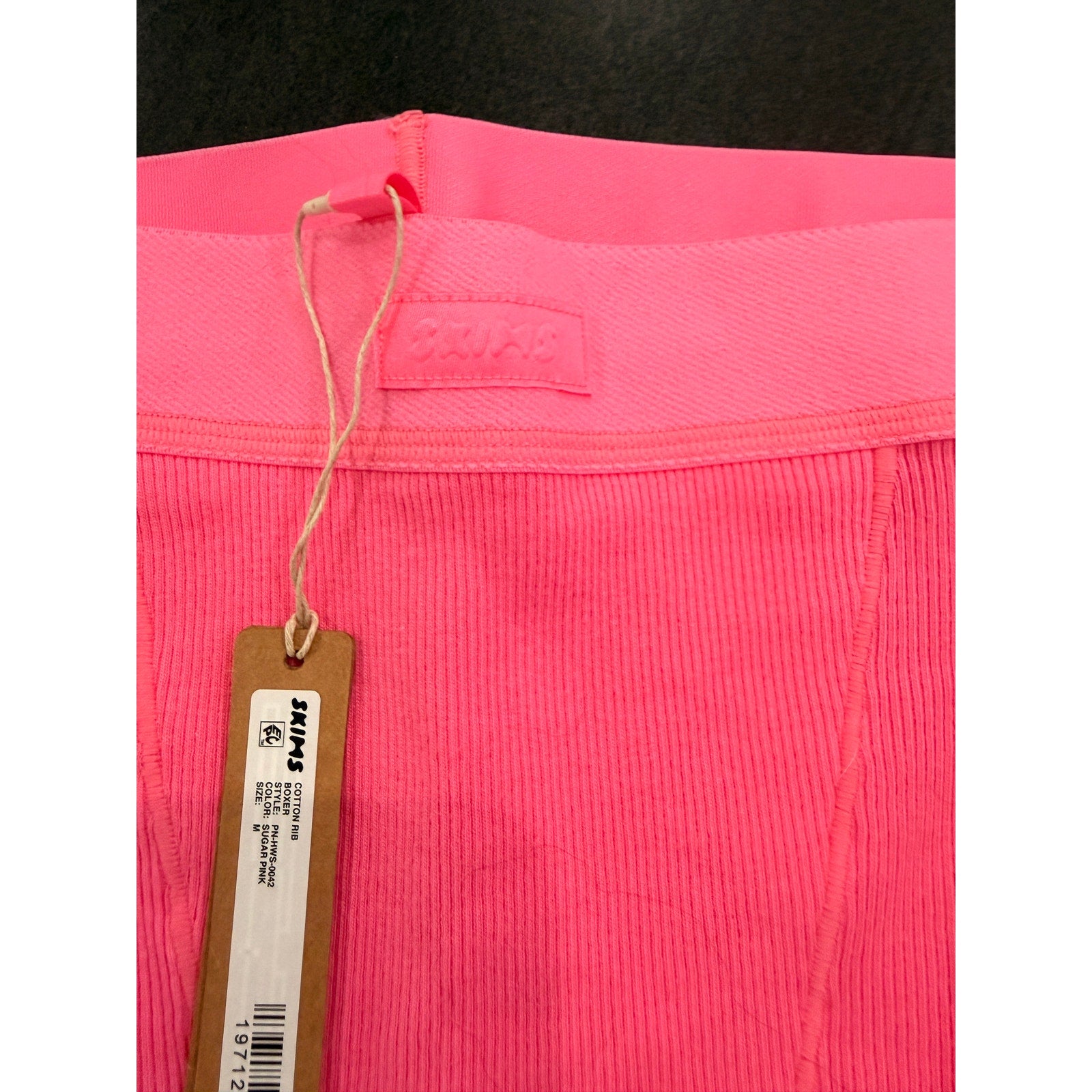 364 NWT SKIMS Cotton Ribbed Boxer Shorts in Sugar Pink Sz M *SOLD OUT