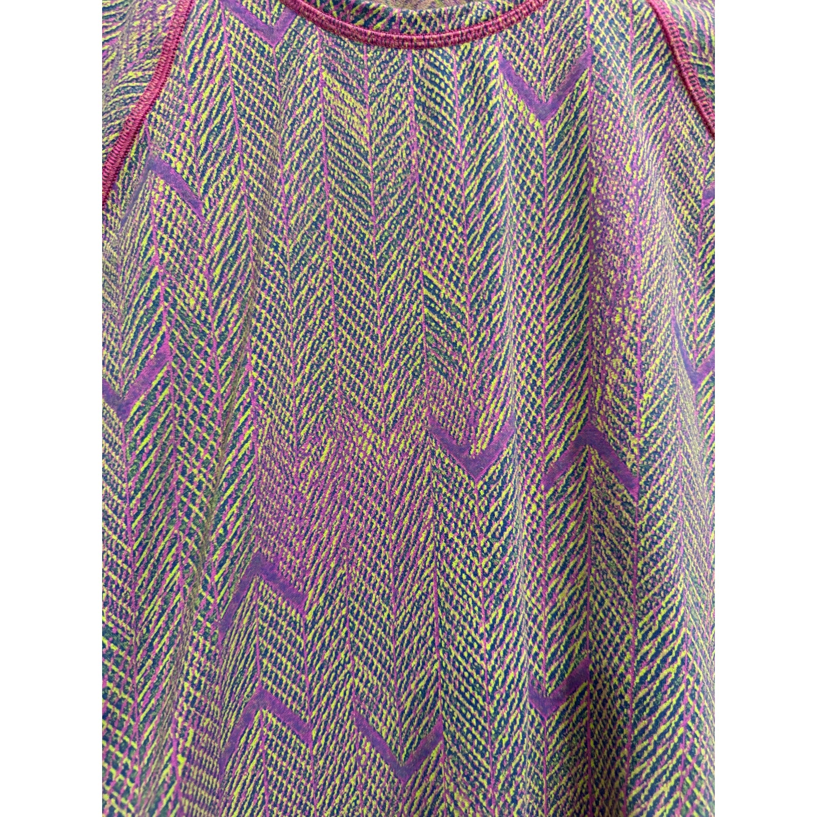 6996 Lululemon Its Rulu Run Long Sleeve Shirt *Jacquard Reverberate Chevron Mini sz 12