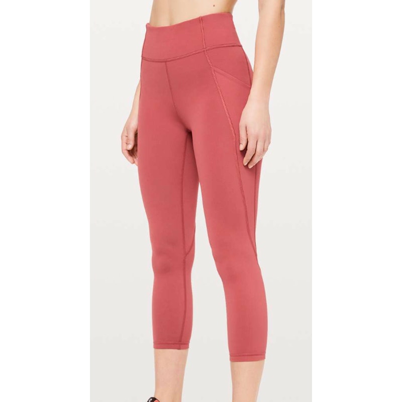 6645 LULULEMON Time To Sweat Crop *23" Brick Rose Sz 6
