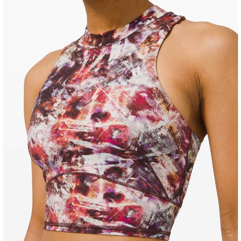 36 - Lululemon Everlux and Mesh Cropped Tank Urbantricity/Dark Terracotta Sz 8
