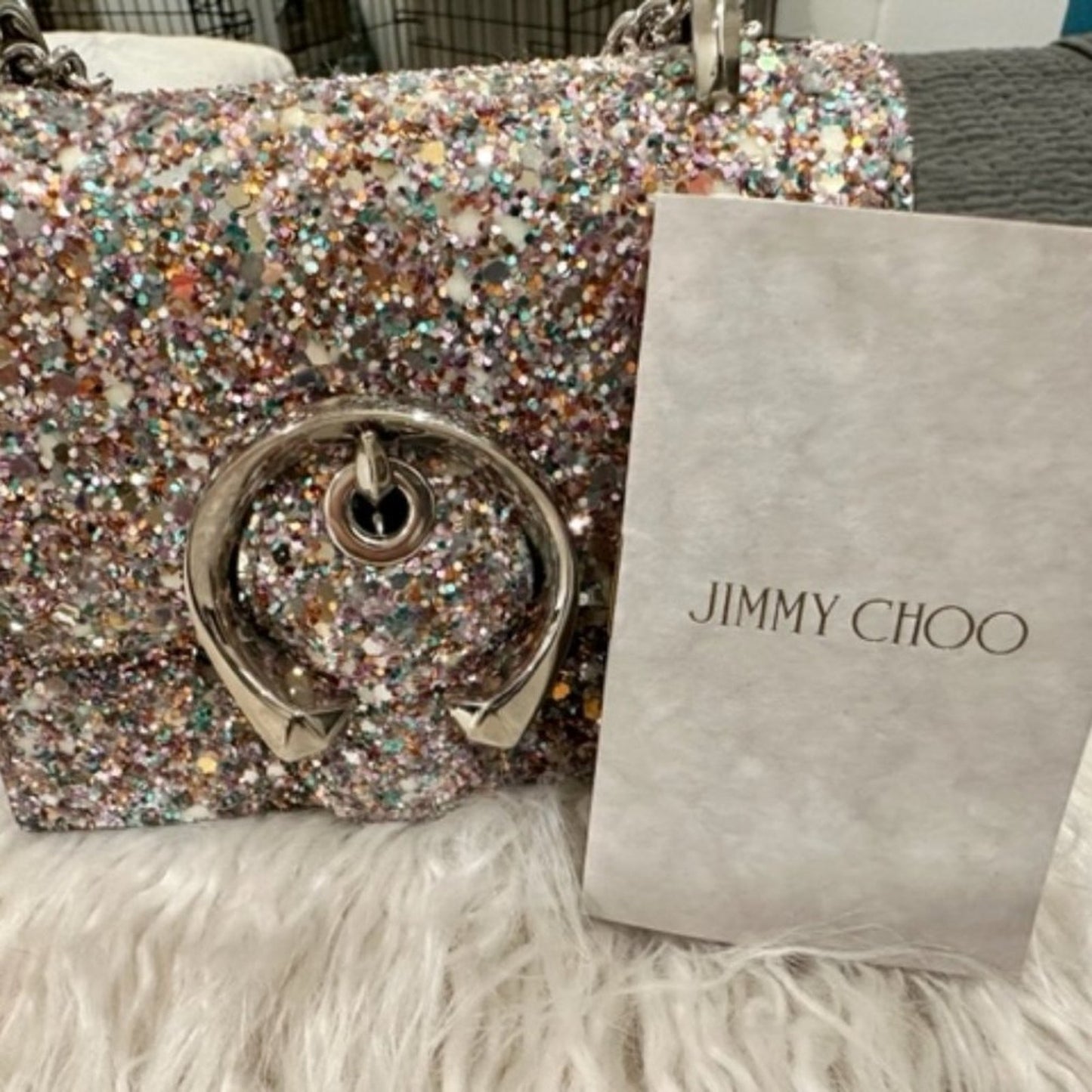 🆕  JIMMY CHOO MINI GLITTER PARIS BAG