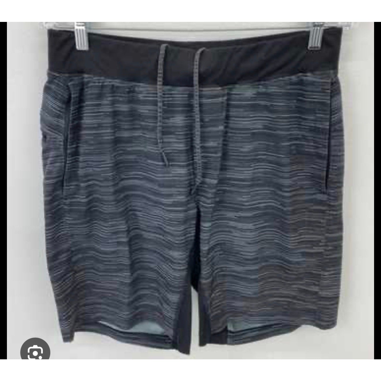 345 - LULULEMON Mens Short in Less Space Black Greyt Sz XL