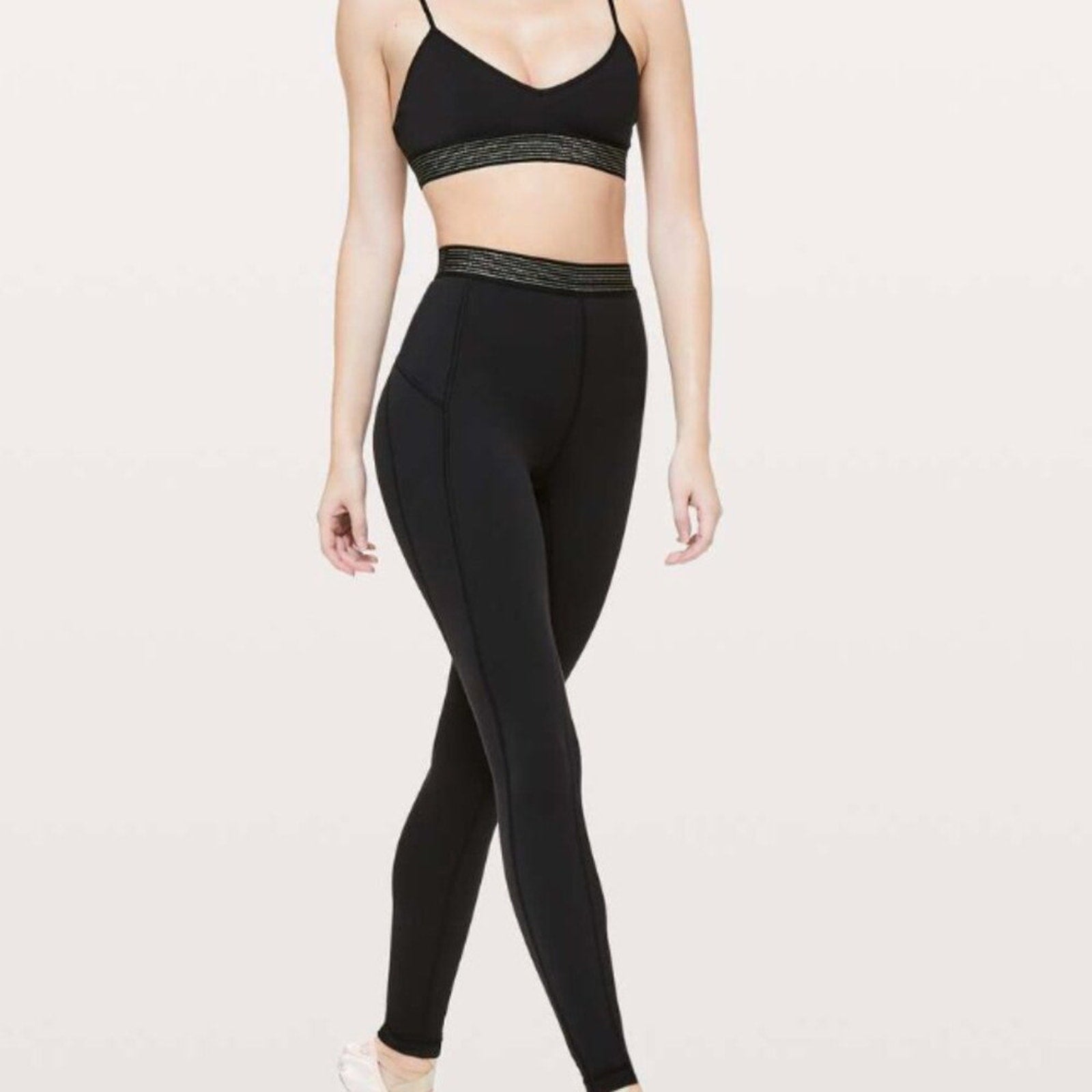 6986 Lululemon Principal Dancer Golden Lining Tight *28" Black **RARE sz6