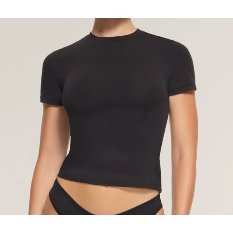 177 NWT SKIMS Cotton Jersey T-Shirt in SOOT in Sz XL