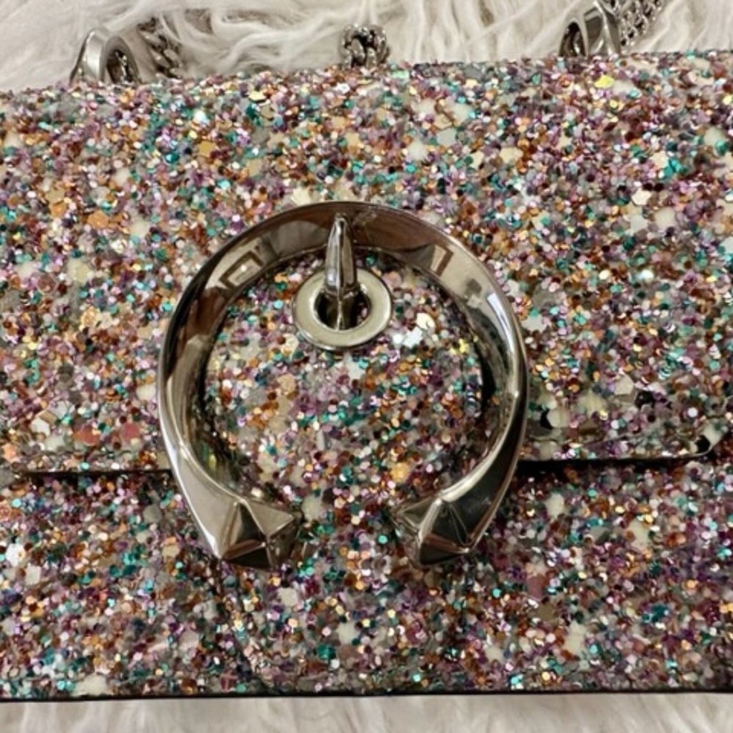 🆕  JIMMY CHOO MINI GLITTER PARIS BAG